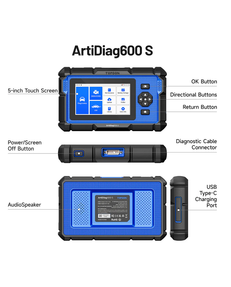 TOPDON ArtiDiag600 S – Diagnostikos įrenginys CAN-FD palaikymu